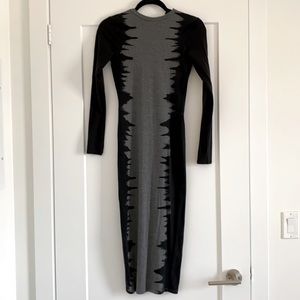 HnM printed long sleeve bodycon dress, small